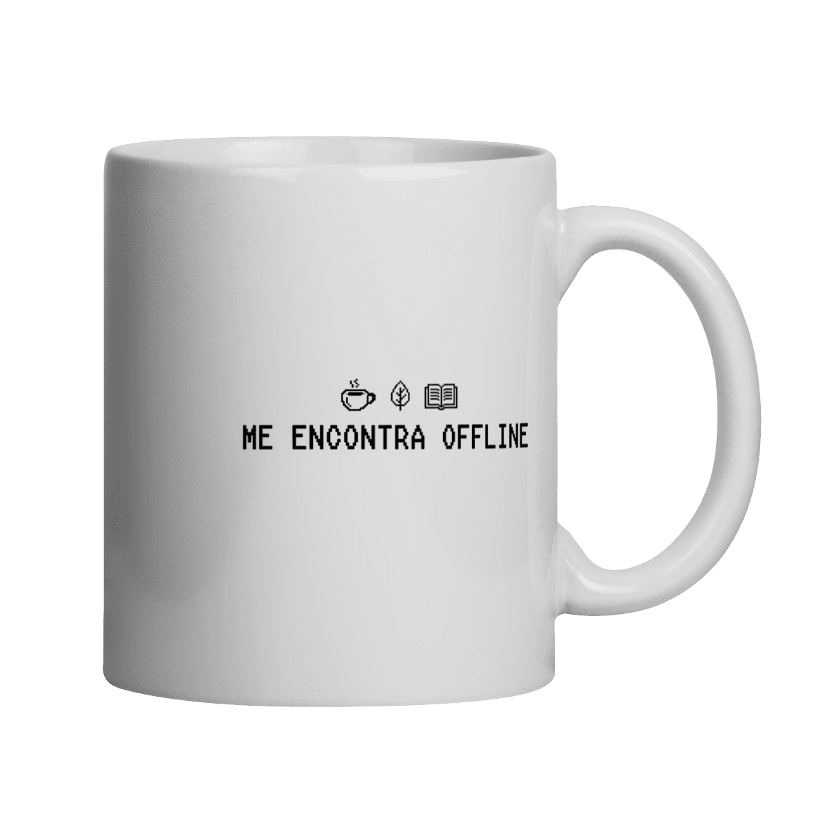 Me encontra offline • caneca, cor Branco