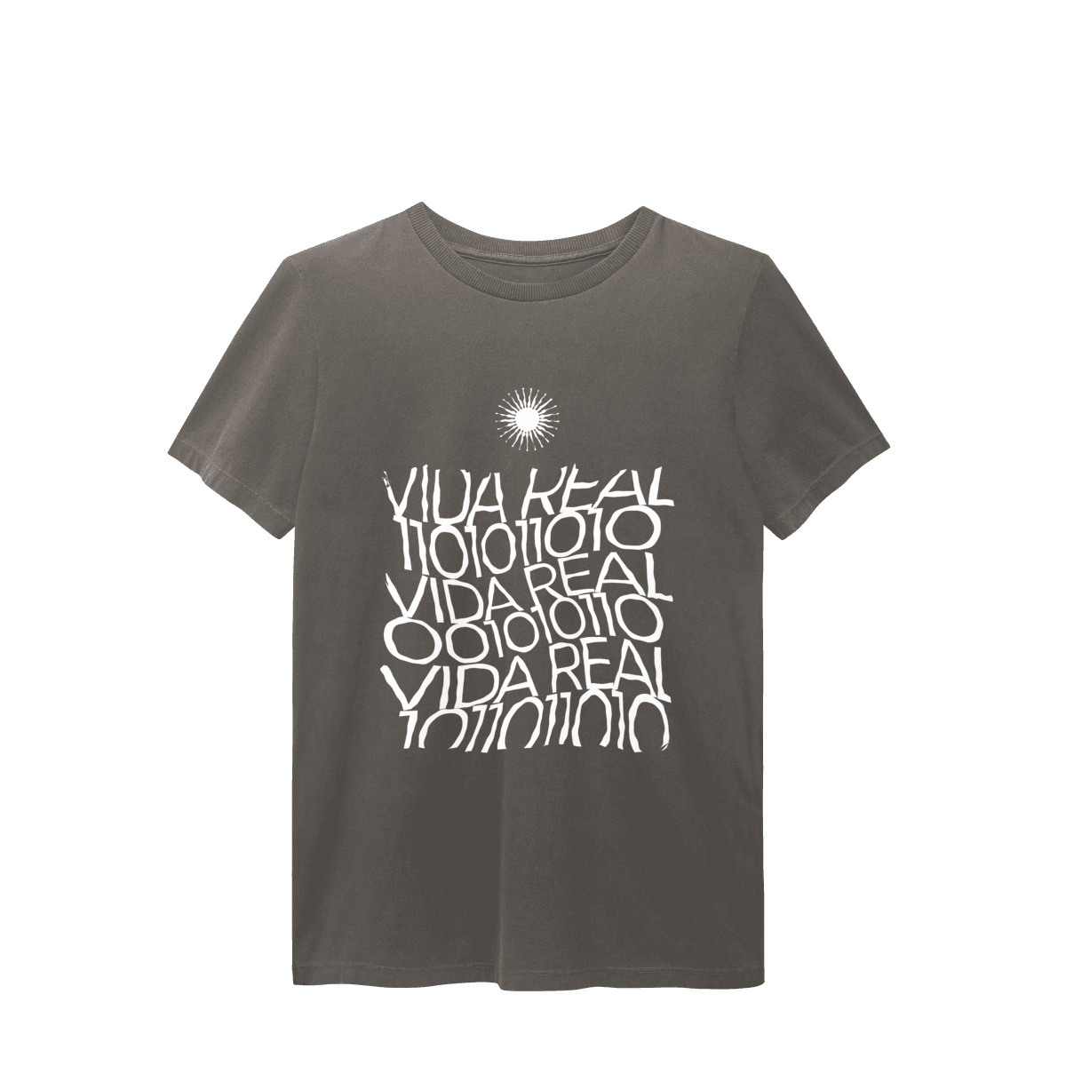 Vida real • camiseta estonada, cor Cinza chumbo estonada