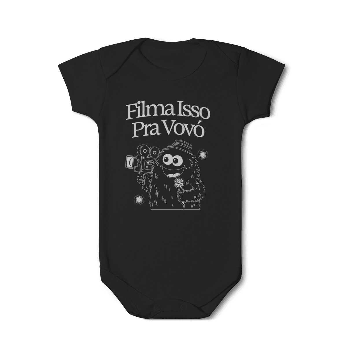 Filma isso pra vovó • body infantil, cor Preto