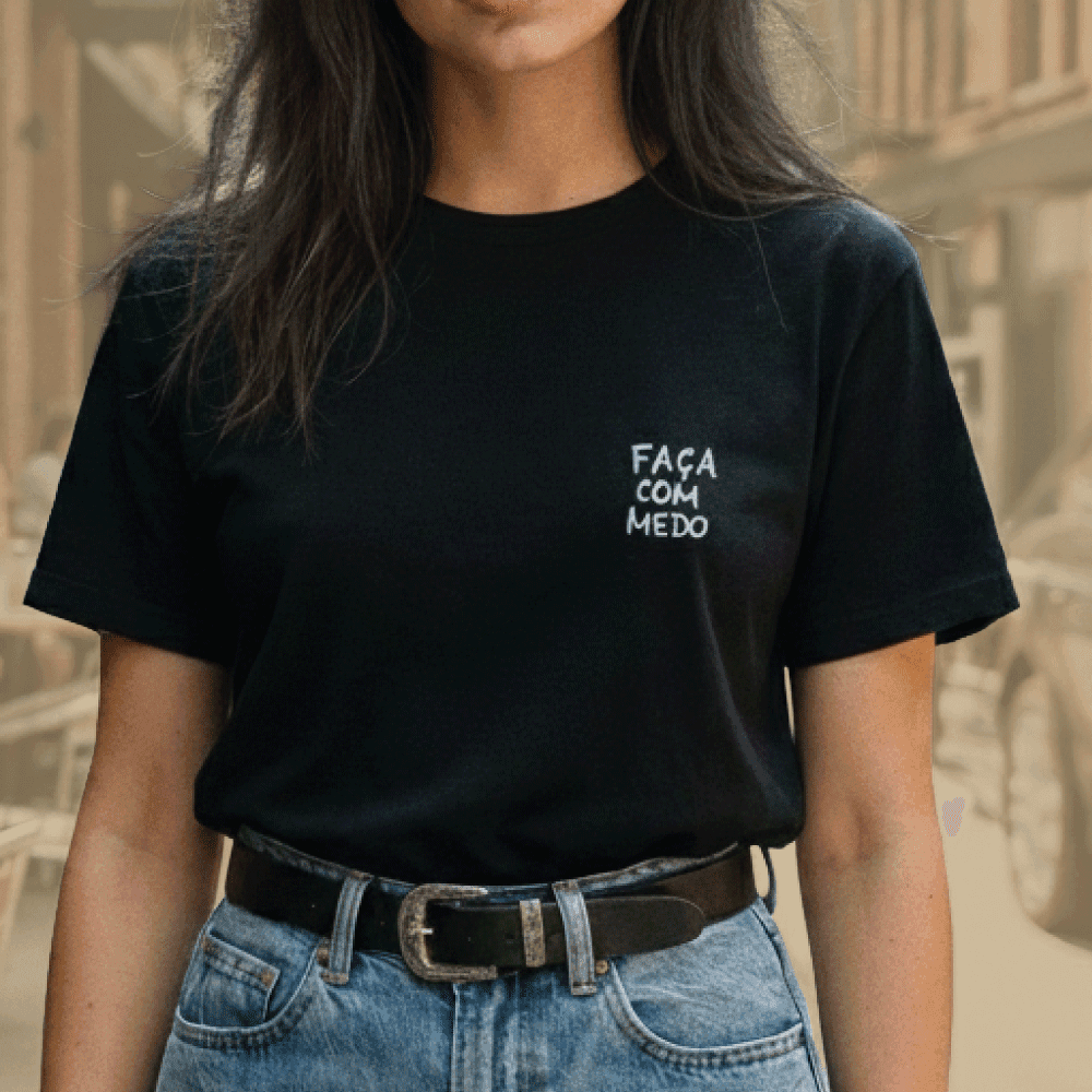 Faça com medo • tshirt, cor Preto